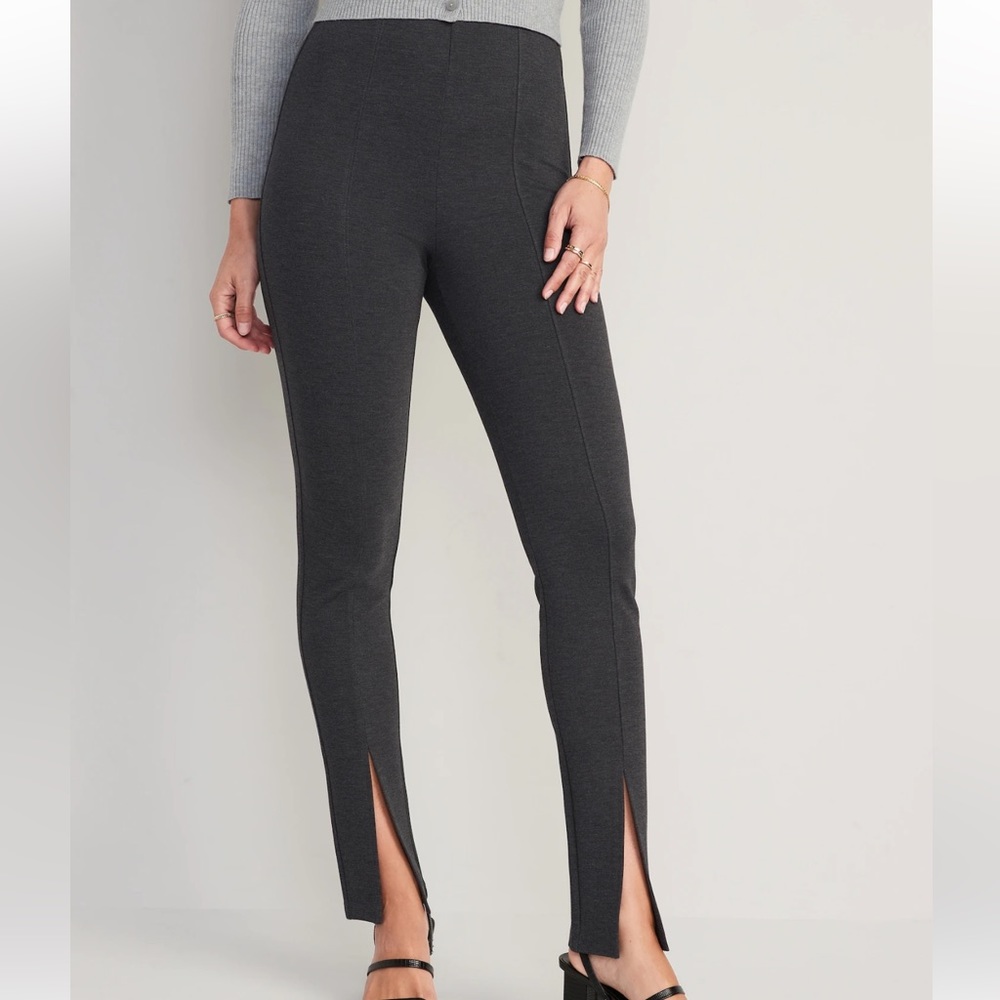Old Navy Extra High-Waisted Stevie Skinny Split-Hem Pants for Women in Dark Grey